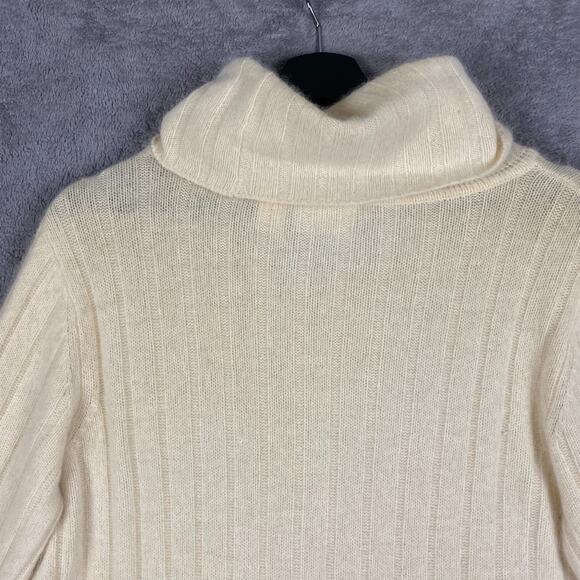 Liz Claiborne Sweater Women M Turtleneck Cream Rabbit Hair Wool Blend Soft Cozy - Picture 7 of 16